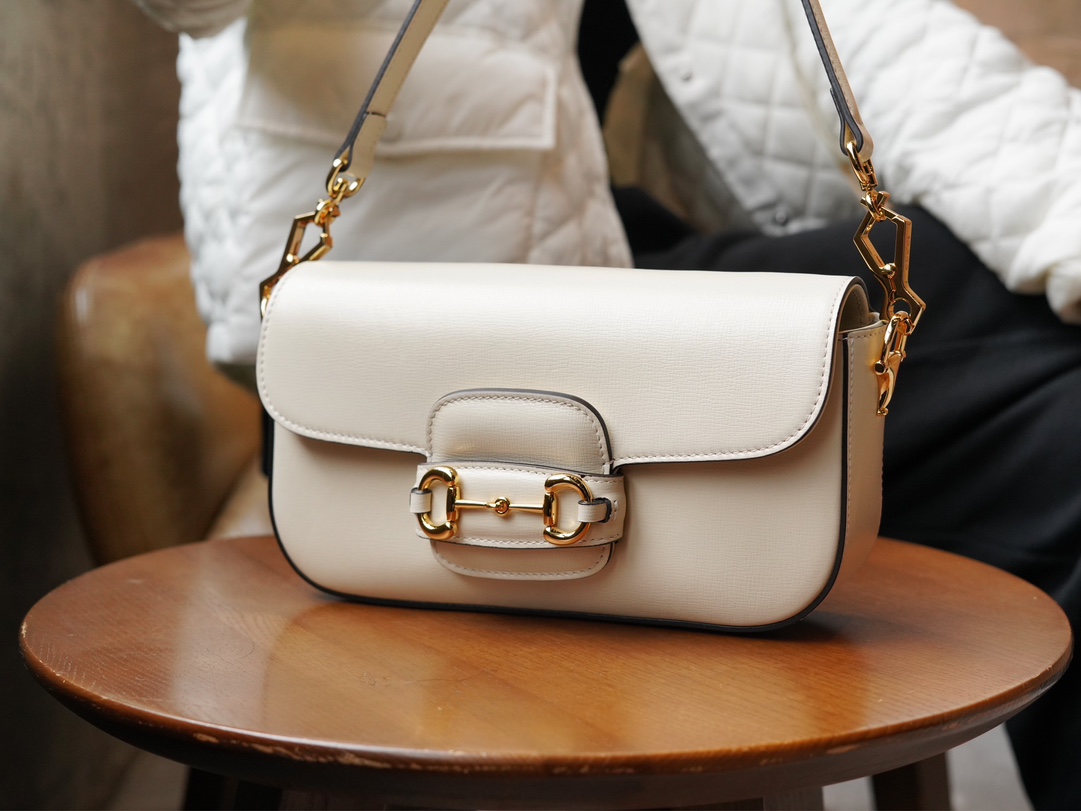 Sac à épaule Gucci Horsebit 1955 petite taille 735178( White) 
