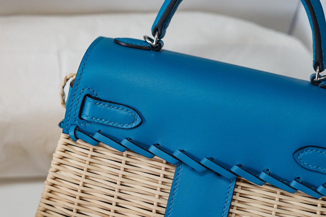 Túi xáchhermes Kelly Picnc màu xanh 