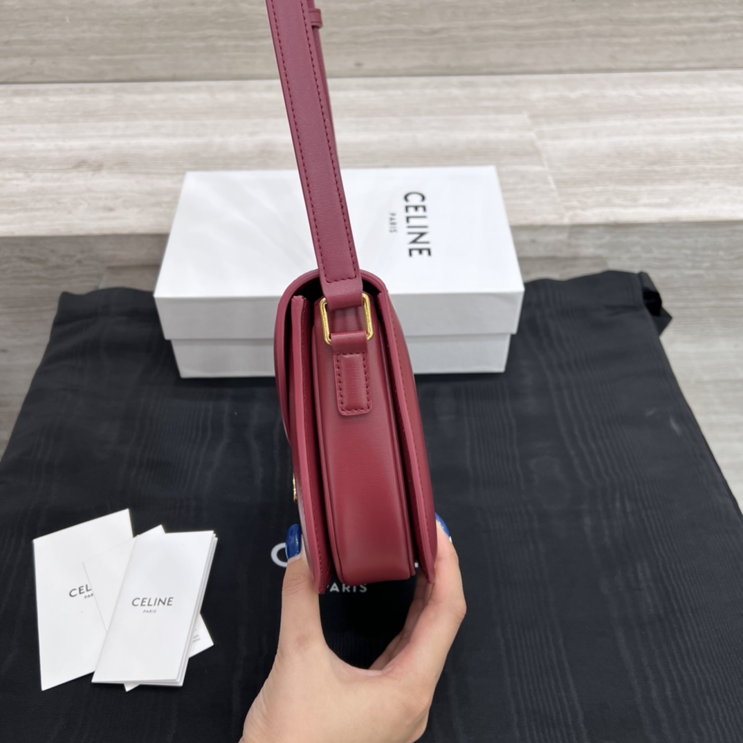Túi Xách Celine Teen Besace Triomphe 110413 Màu Đỏ Đô 