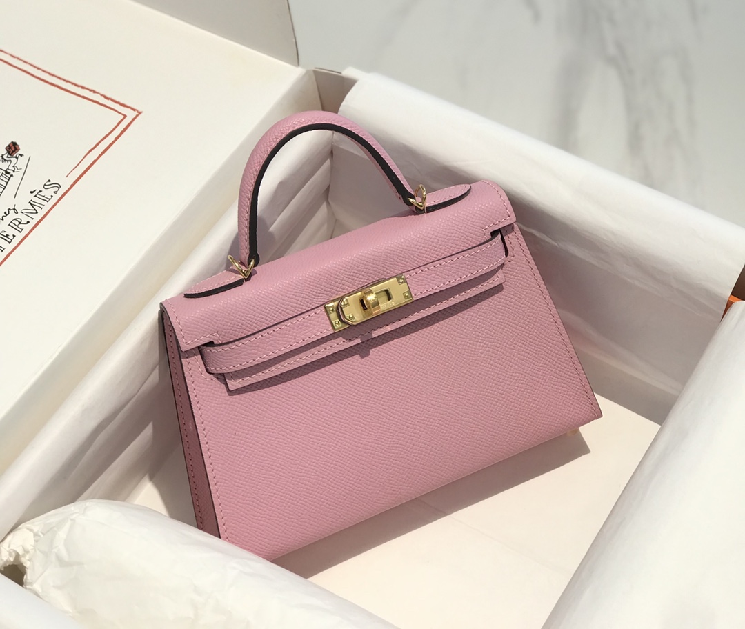 Túi xách hermes mini kelly màu hồng 