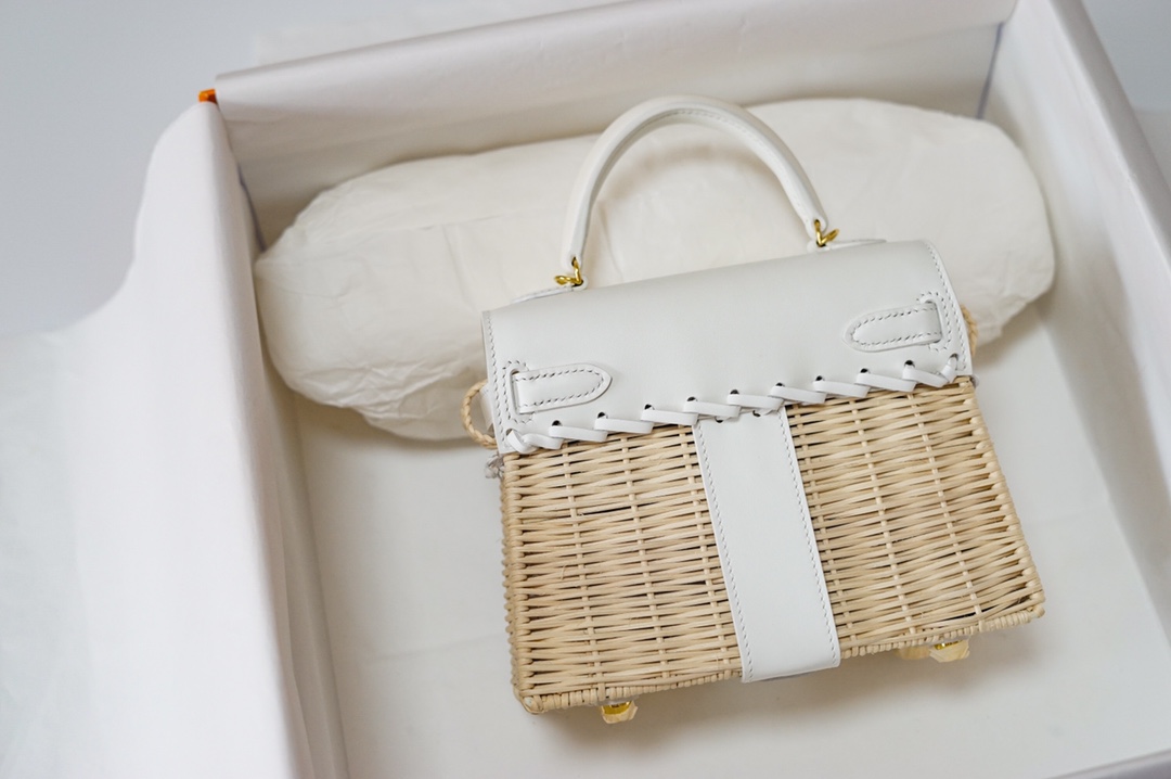 Túi xách hermes Kelly Picnc màu trắng