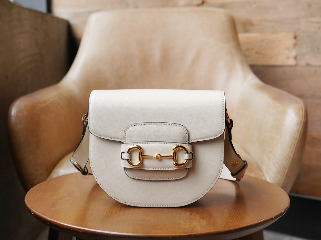 Mini sac rond Gucci Horsebit 1955 760191 (White)