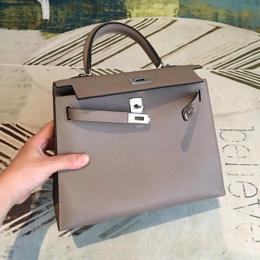 Túi xách Hermes Kelly màu xám 