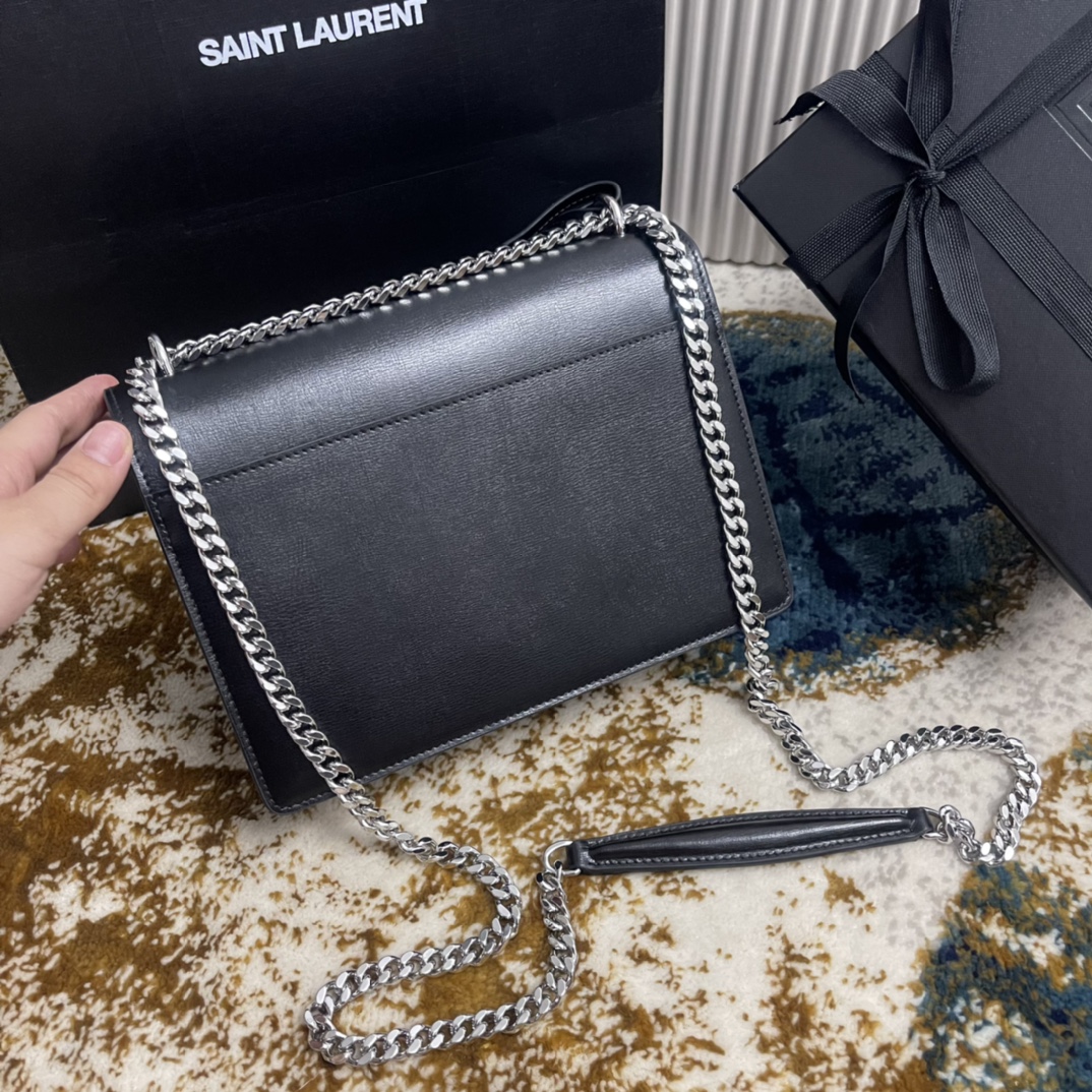 Túi Xách YSL SUNSET 442906 Màu Đen Khóa Bạc