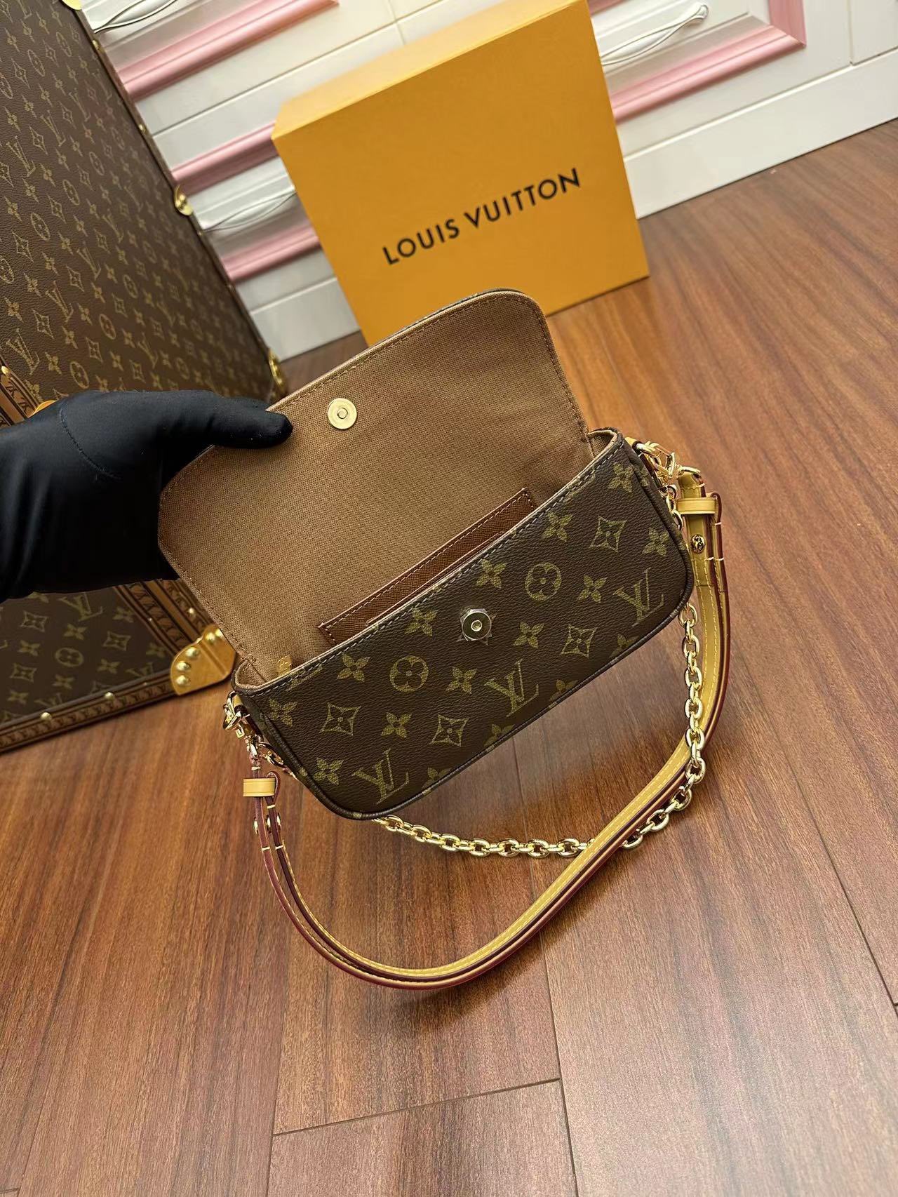 Túi Đeo Vai Nữ Louis Vuitton LV Ivy Wallet On Chain Bag M81911 Màu Nâu Đen