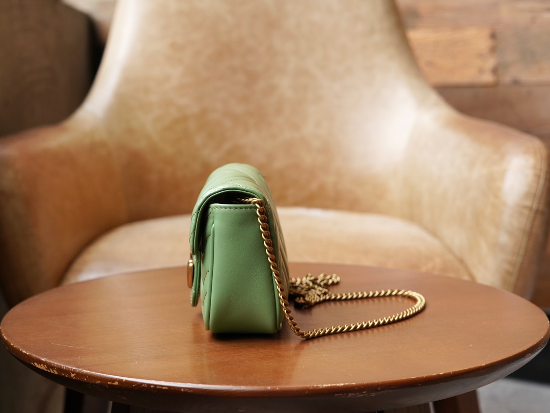 Túi Xách Nữ Sac Super Mini GG Marmont 476433 Màu Xanh Lá 