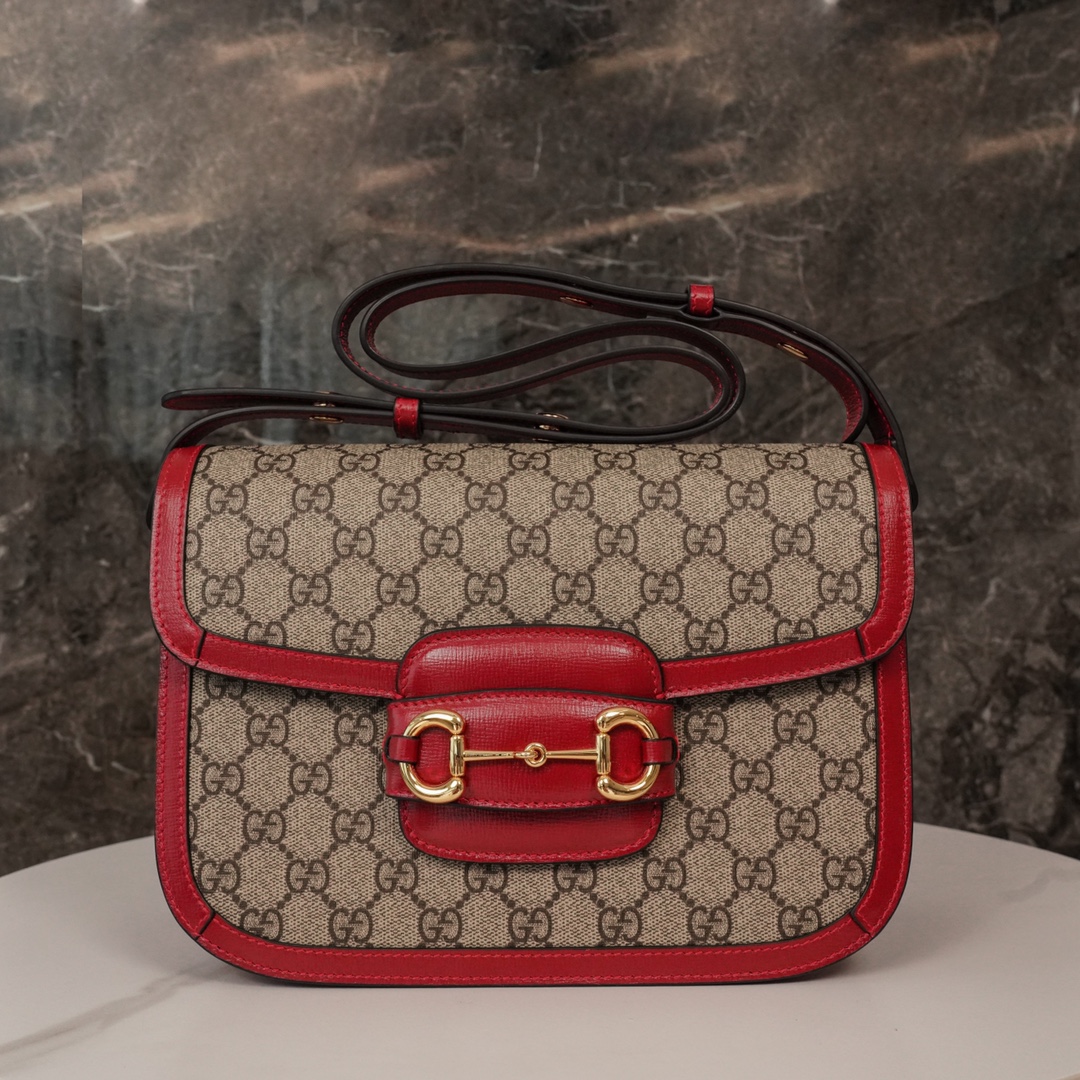 Túi Xách Gucci Horsebit 1955 602204 Logo Đỏ