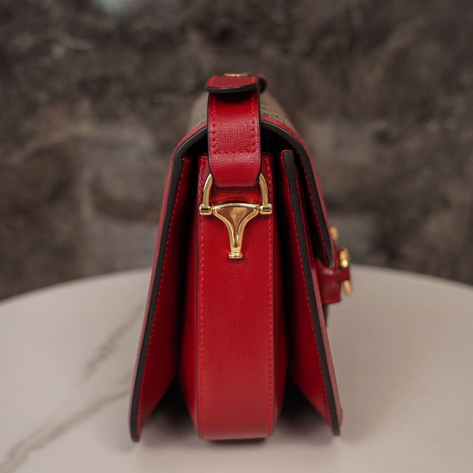 Túi Xách Gucci Horsebit 1955 602204 Logo Đỏ