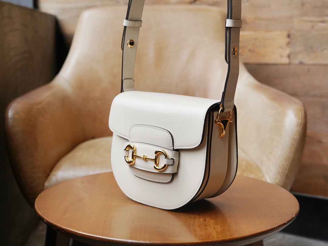 Mini sac rond Gucci Horsebit 1955 760191 (White)