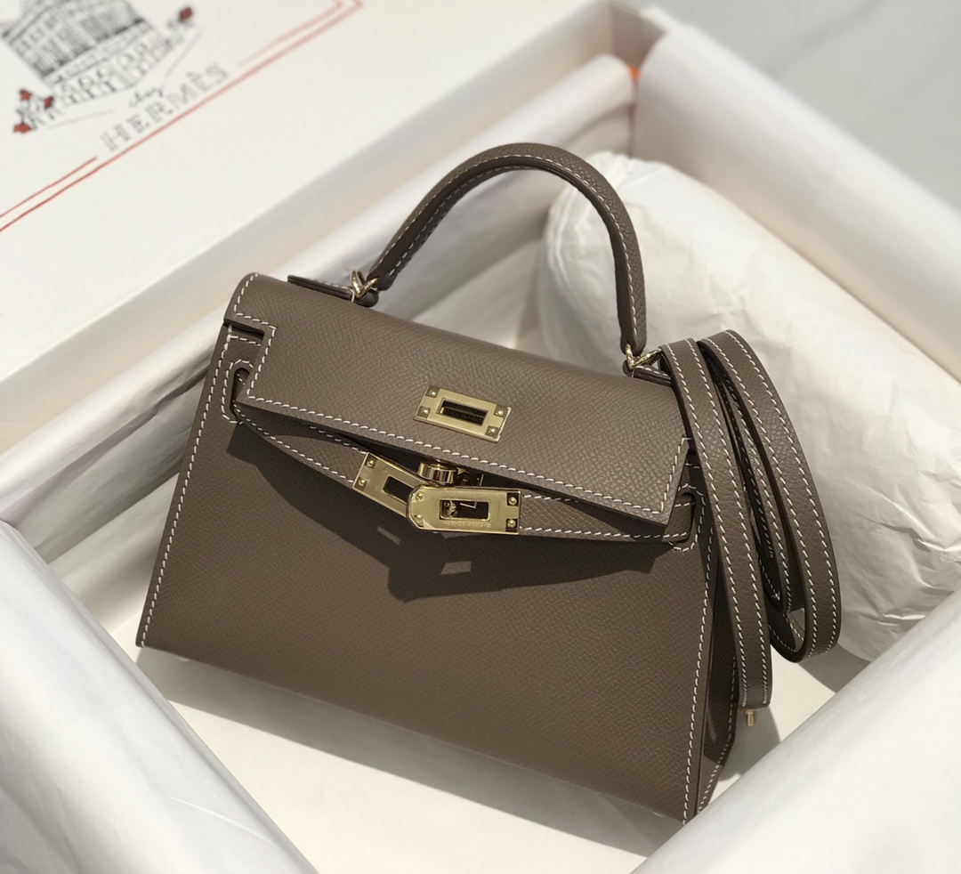 Túi xách hermes mini kelly màu nâu 