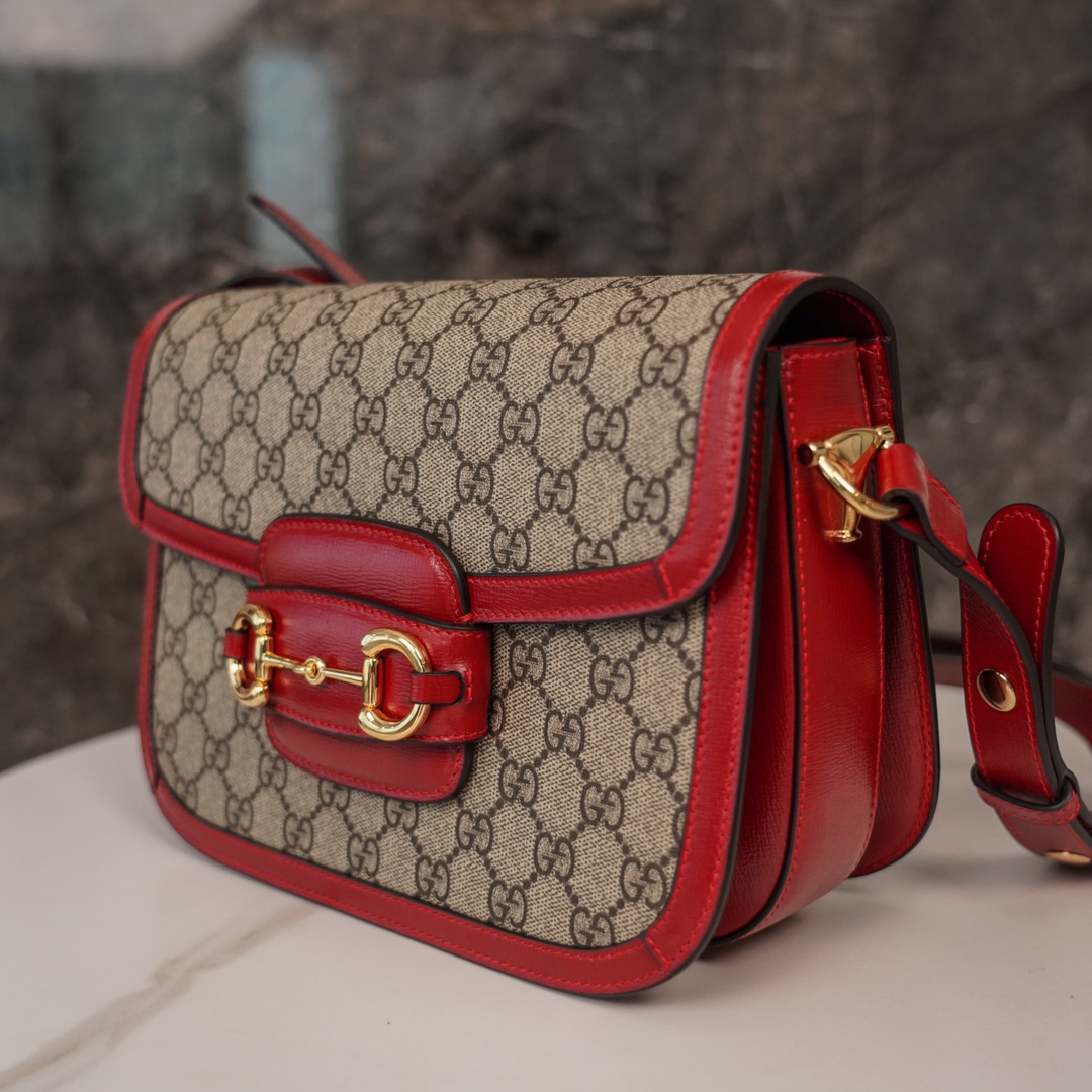 Túi Xách Gucci Horsebit 1955 602204 Logo Đỏ