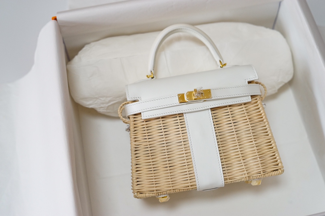 Túi xách hermes Kelly Picnc màu trắng