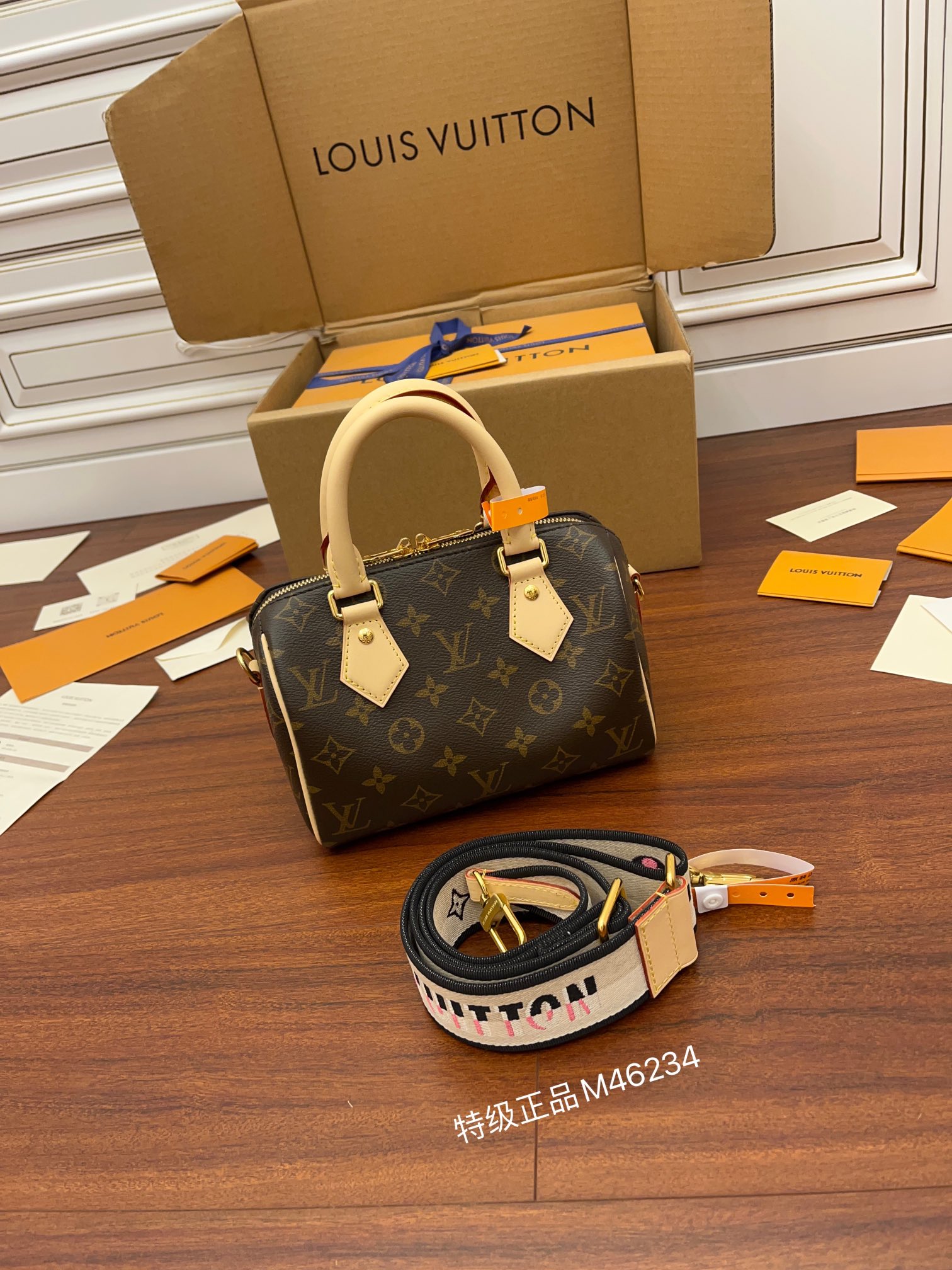 Túi Đeo Chéo Nữ Louis Vuitton LV Speedy Bandoulière 20 Black M46234 Màu Nâu N-HM