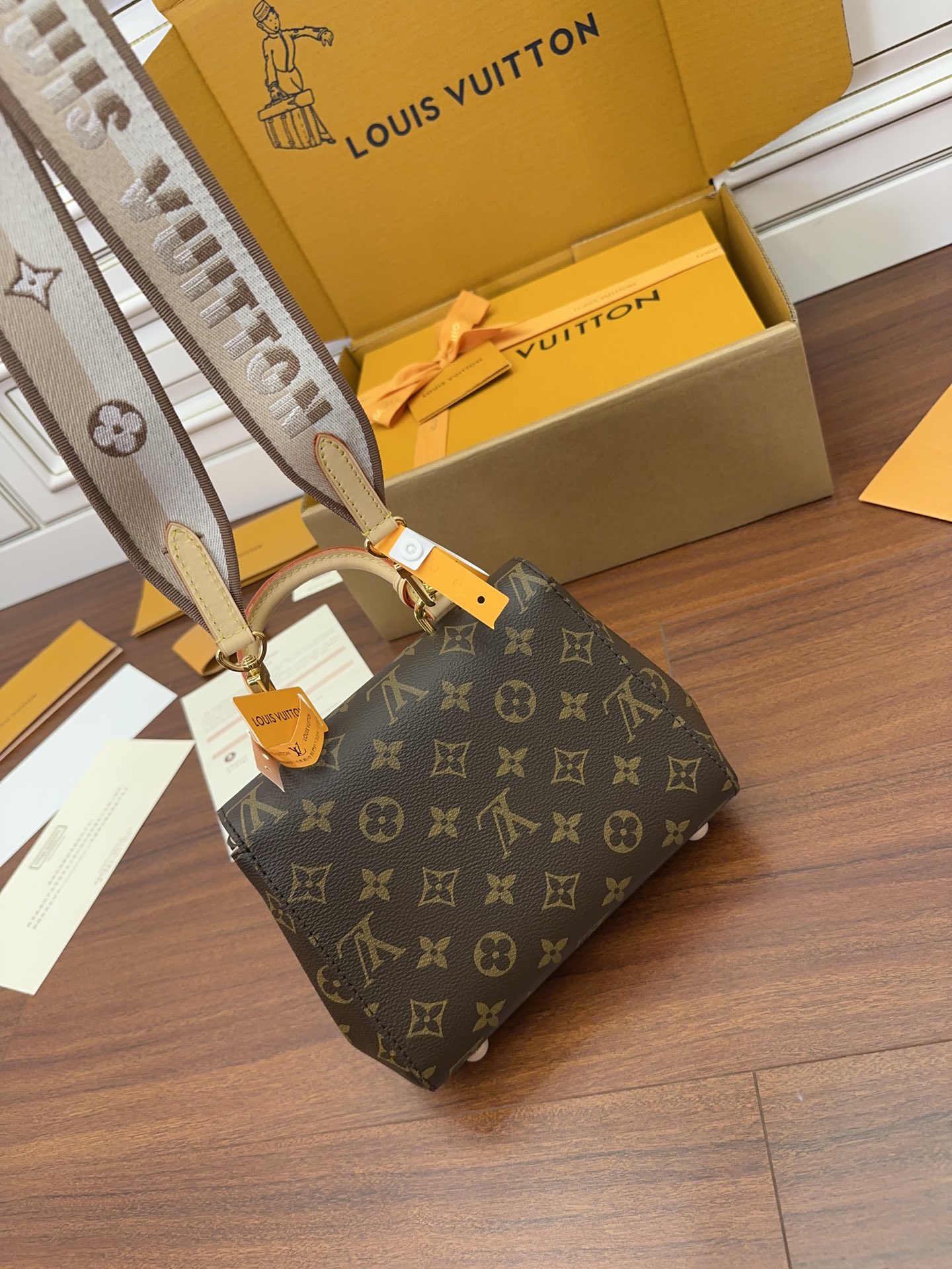 Túi Đeo Chéo Nữ Louis Vuitton LV Cluny Mini M46055 Màu Nâu